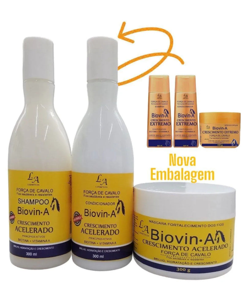Kit Biovin A Crescimento Capilar - Hidratante Força Cavalo - Anti Queda L&A Cosméticos