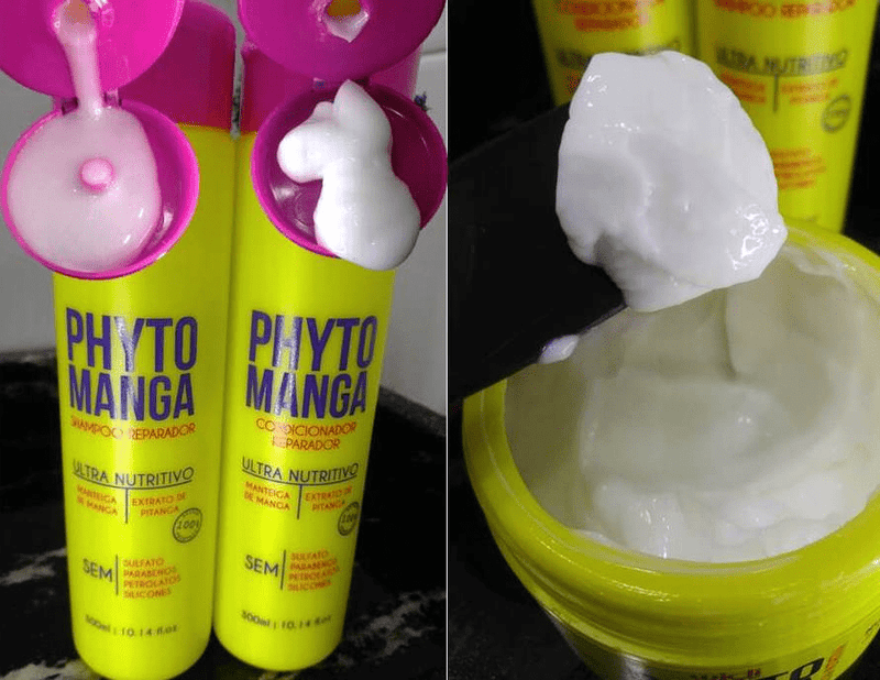 Kit Encaracolando A Juba 1L + Shampoo Phytomanga + Condicionador + Máscara Nutritiva Phyto Manga 300g Widi Care