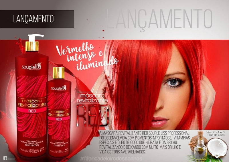 Máscara Matizadora Revitaliza Cor Red Soupleliss 300ml
