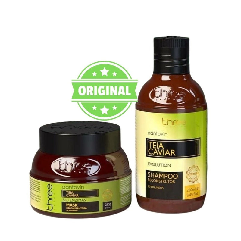 Kit Teia Caviar Shampoo 250ml + Máscara 300gr Three Therapy