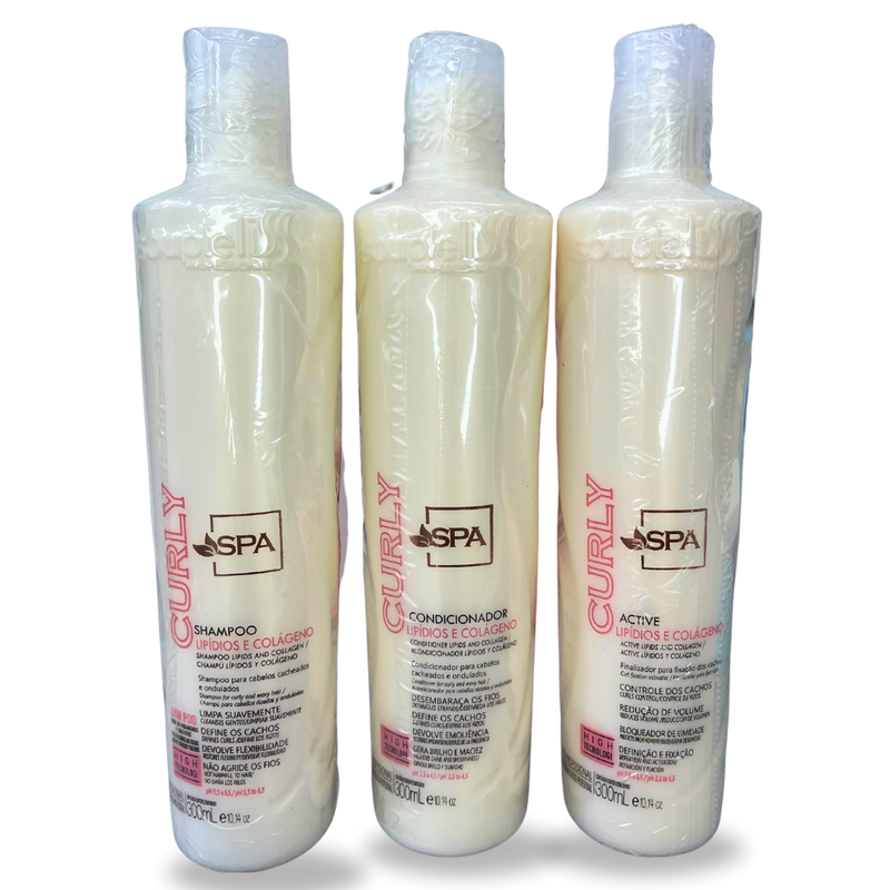 Home Care Spa Curly Shampoo, Condicionador e Ativador Soupleliss 300ml