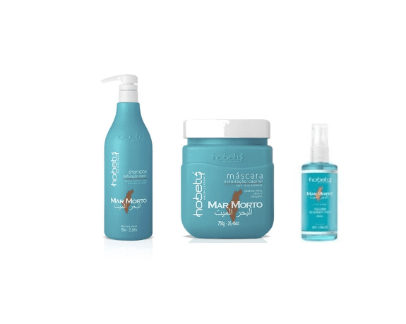 Kit Shampoo 750ml + Máscara 750gr + Finalizador Mar Morto Esfoliação Capilar 60ml Hobety