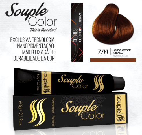 Coloração 7.44 Louro Cobre Intenso Color SoupleLiss 60gr