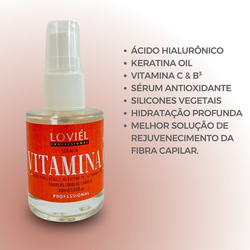 Loviel Serum Reparador Pontas Vitamina C Ácido Hialurônico - Keratina Oil - Vitaminas C & B 30ml