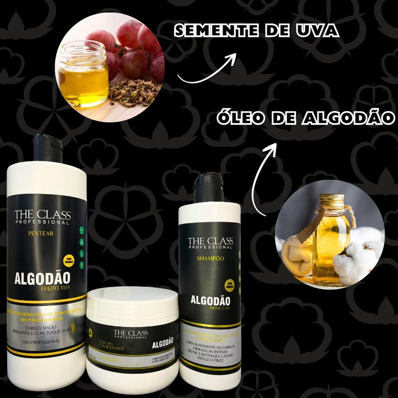 Kit Algodão Shampoo - Máscara Condicionante - Creme de Pentear 1L The Class