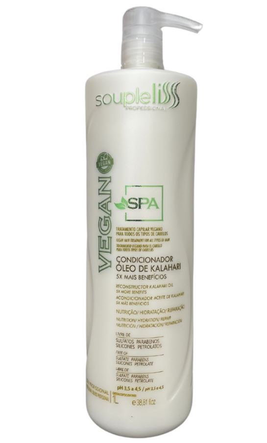 Kit Completo Profissional Óleo Kalahari Spa Vegan 3x1L + Óleo Finalizador 60ml + Leave-in 200ml Soupleliss