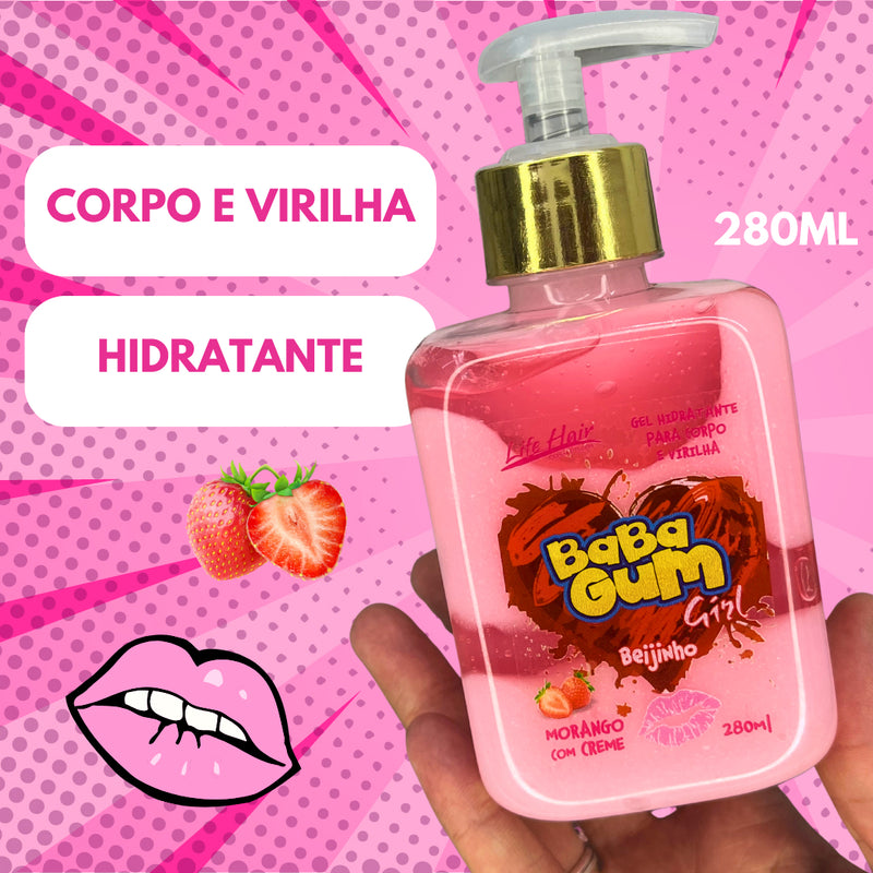 Kit 2 Gel Hidratante Beijável Corpo E Virilha Morango BabaGum Life Hair 280g