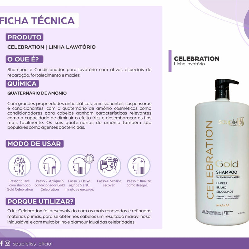 Shampoo Lavatório Hidratante Gold Celebration Soupleliss 2,5l