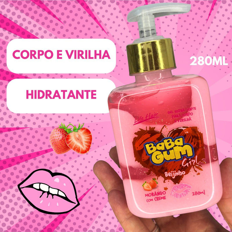 Gel Hidratante Beijável Corpo E Virilha Morango Sexy BabaGum Life Hair 280g
