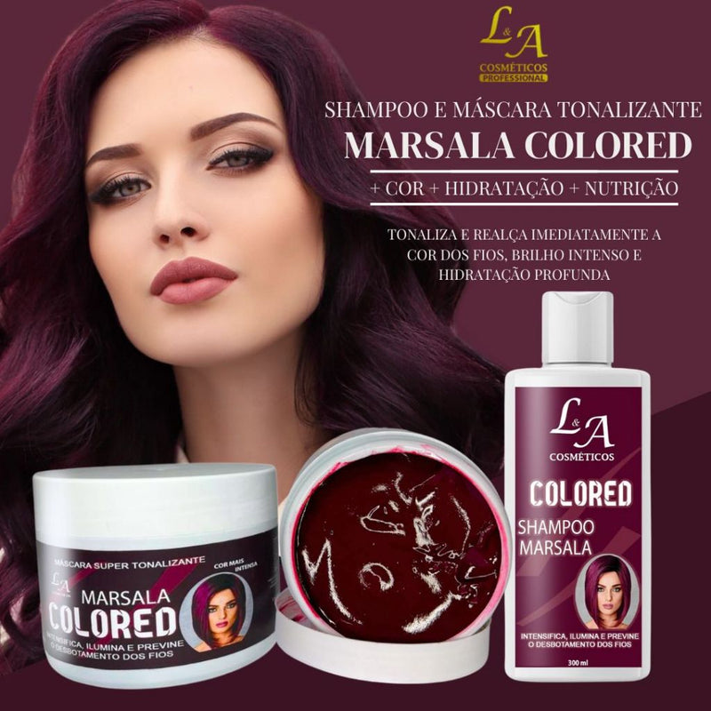 Kit Shampoo E Máscara Tonalizante Marsala - S/ Amônial L&A