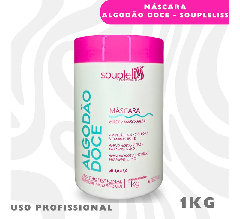 Máscara Algodão Doce Com Aminoácidos - 7 Óleos Soupleliss 1kg