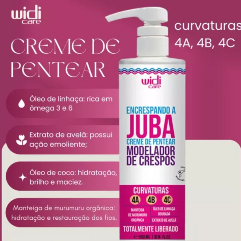 Kit Creme De Pentear Encrespando 1L + Shampoo 1L + Máscara Hidronutritiva 500gr Widi Care
