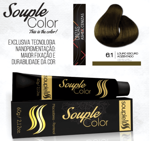 Coloração 6.1 Louro Escuro Cinza Color SoupleLiss 60gr