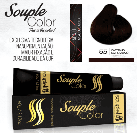 Coloração 5.5 Castanho Claro Acaju Color SoupleLiss 60gr