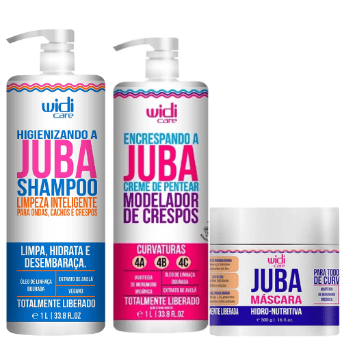 Kit Creme De Pentear Encrespando 1L + Shampoo 1L + Máscara Hidronutritiva 500gr Widi Care