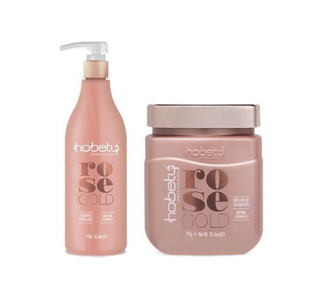 Kit Rose Gold Hobety Shampoo 750 Ml + Máscara 750 Gr