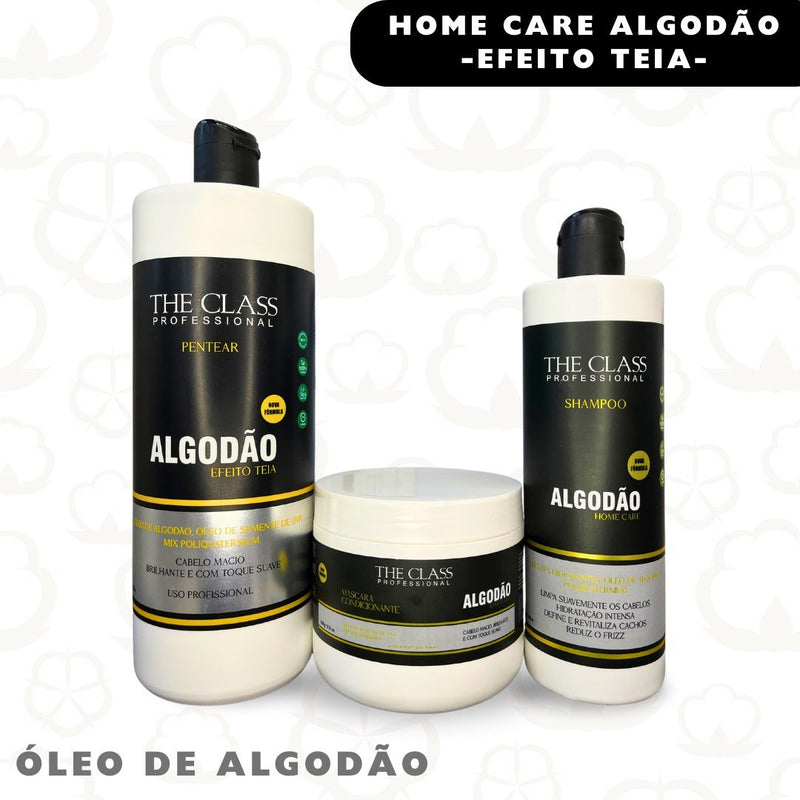 Kit Algodão Shampoo - Máscara Condicionante - Creme de Pentear 1L The Class