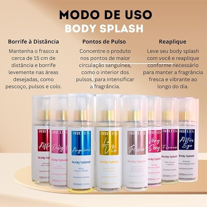 Body Splash Barbours Beauty Diversas Fragrâncias Spray 200ml