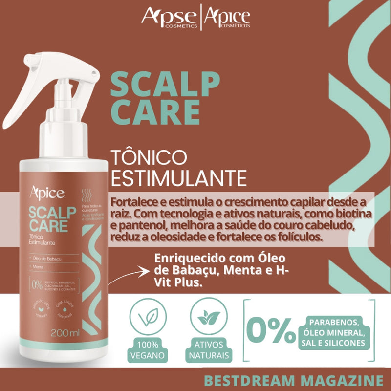 Kit Scalp Care Apice Apse - Estimulante Crescimento Capilar Vegano Menta