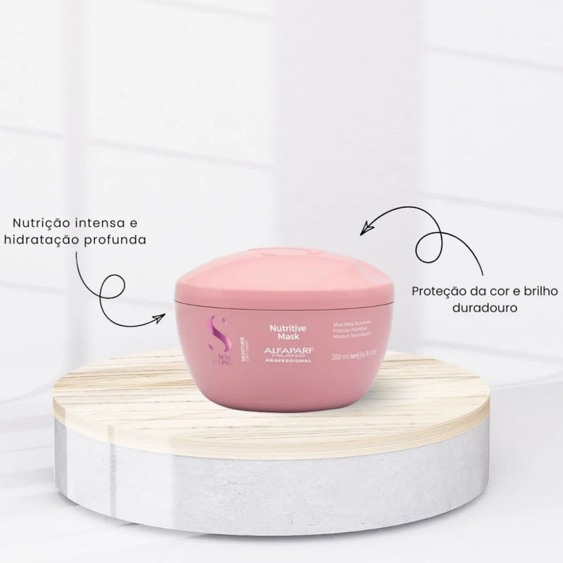 Kit Moisture Nutritive Shampoo 250ml - Máscara 200ml - Cristalli Liquid 15ml Alfaparf Semi Di Lino