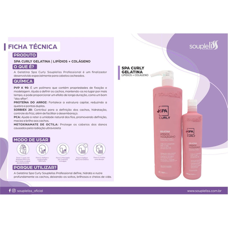Gelatina SPA Curly Definição Cachos e Controle do Frizz 1L