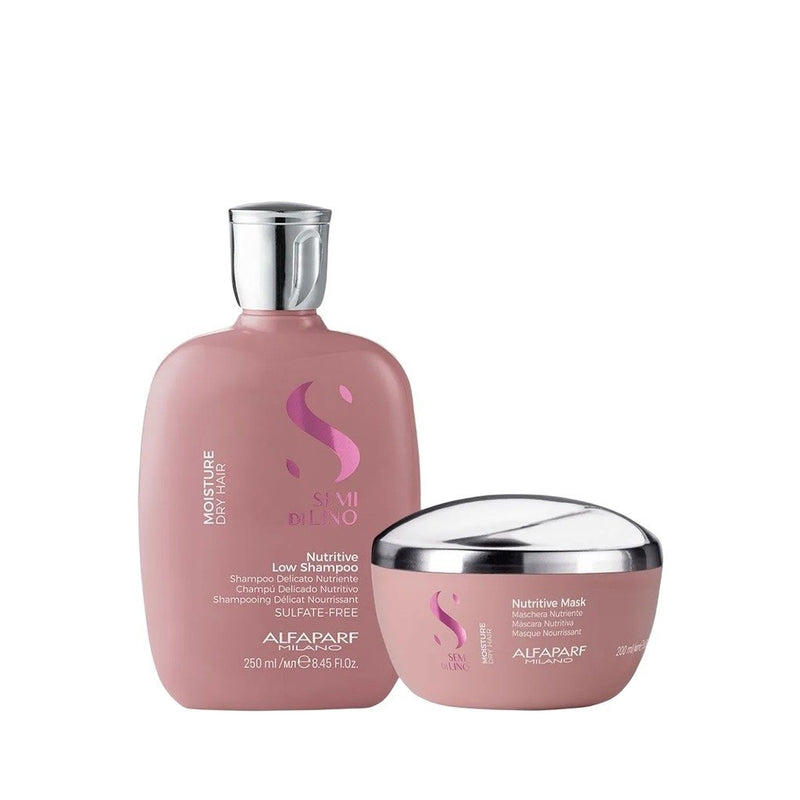 Kit Moisture Nutritive Shampoo 250ml - Máscara 200ml - Cristalli Liquid 15ml Alfaparf Semi Di Lino