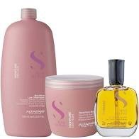 Kit Moisture Shampoo 1L - Máscara 500ml - Cristalli Liquid 15ml Alfaparf Semi Di Lino