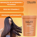 Kit Profissional Nutriçao Extrato de Pêssego Trivitt Itallian Hairtech - Para Cabelos Desnutridos e Sem Brilho